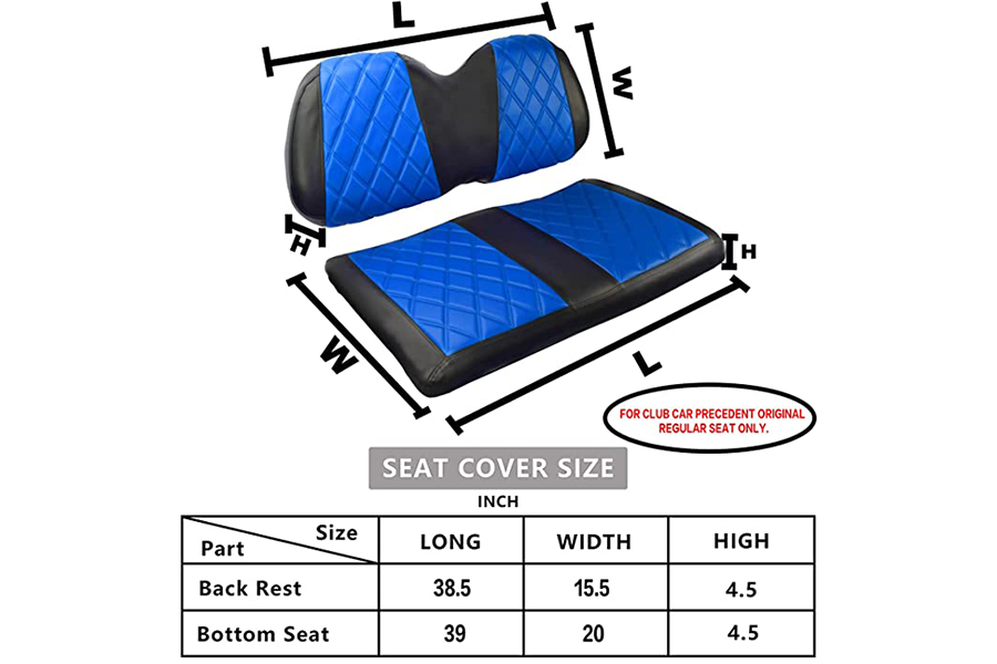 Golf Cart Seat Cover Diamond Blue & Black