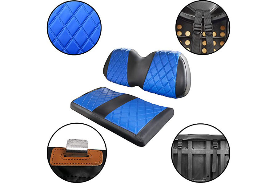 Golf Cart Seat Cover Diamond Blue & Black